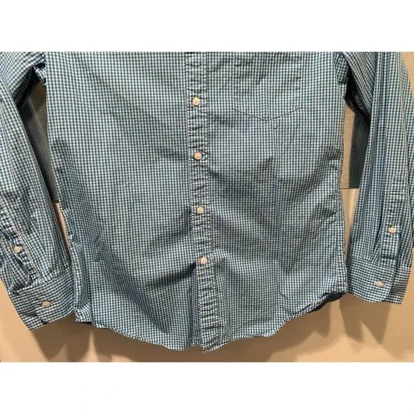 J. Crew 100% Cotton Blue Gingham Medium Slim-16" Collar-42" Chest Button Down - Picture 8 of 14